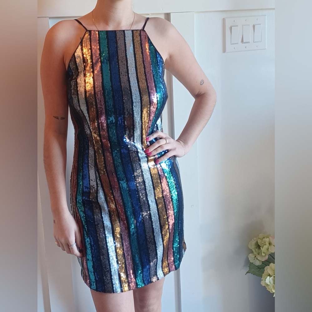 Altered State Multicolor Sequin Striped Cocktail … - image 1